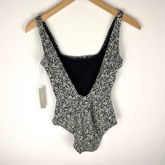 Everlane The Square Neck One Piece Swimsuit In Navy Floral Size XS New - Picture 7 of 13